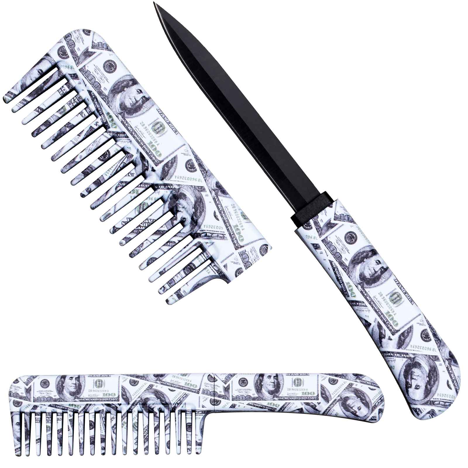 Self Defense Brush Comb With Hidden Knife - One Hundred Dollar Bill Collectible Weapons - Tophatter Daily Deals